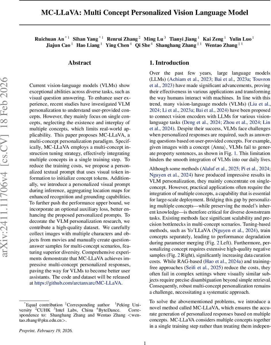 MC-LLaVA: Multi-Concept Personalized Vision-Language Model