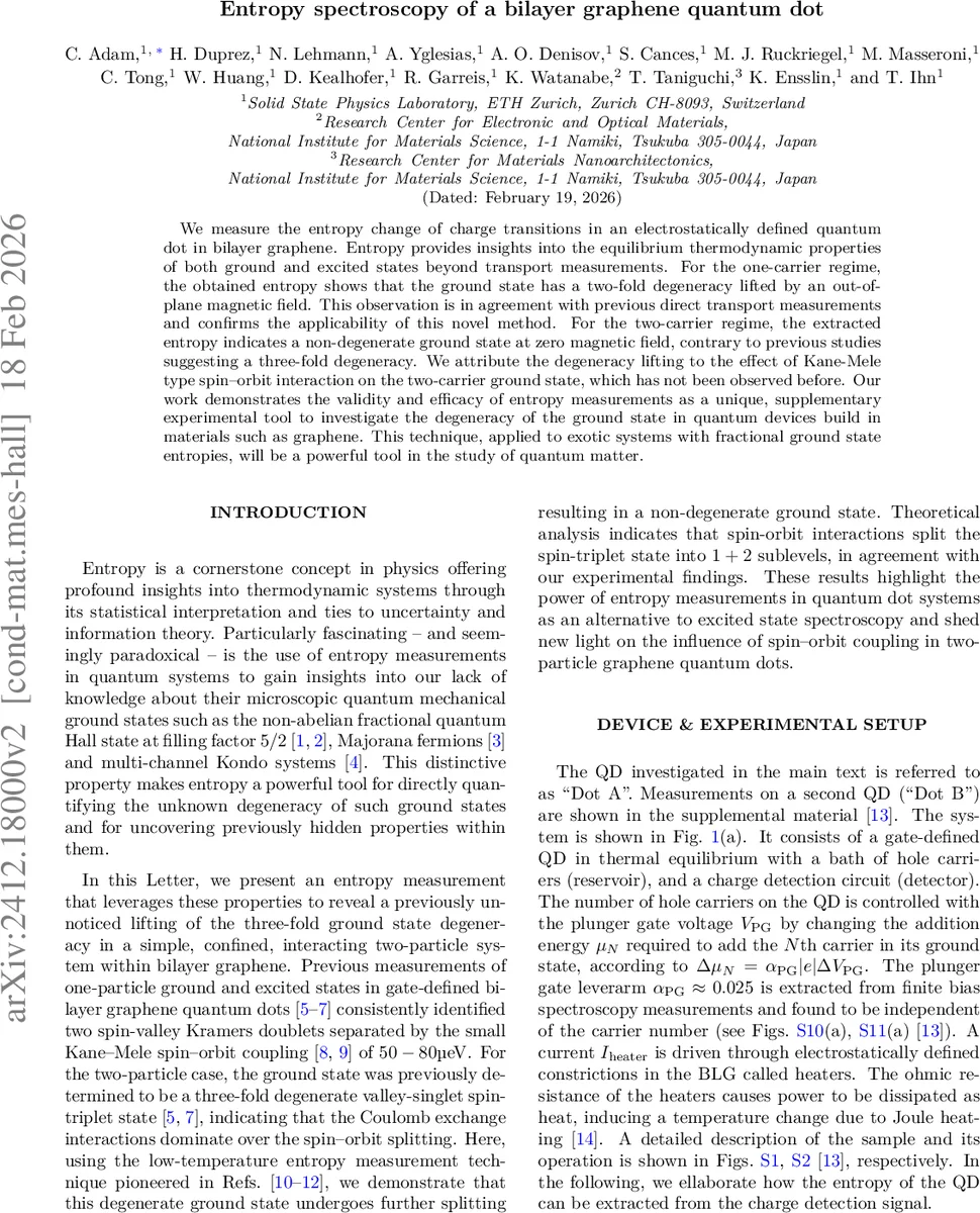 Entropy spectroscopy of a bilayer graphene quantum dot