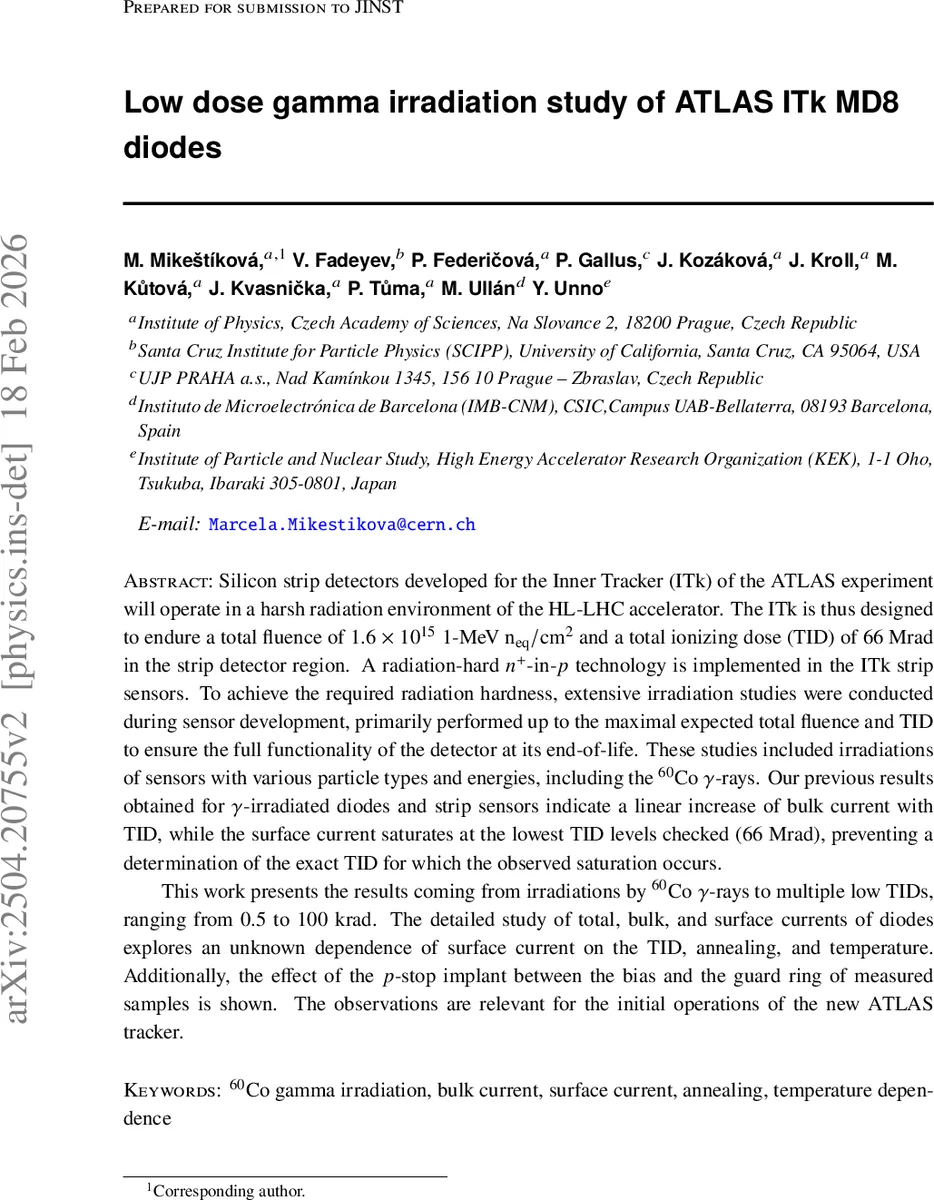 Low dose gamma irradiation study of ATLAS ITk MD8 diodes