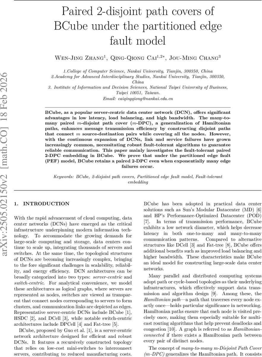 Paired 2-disjoint path covers of Bcube under the partitioned edge fault model