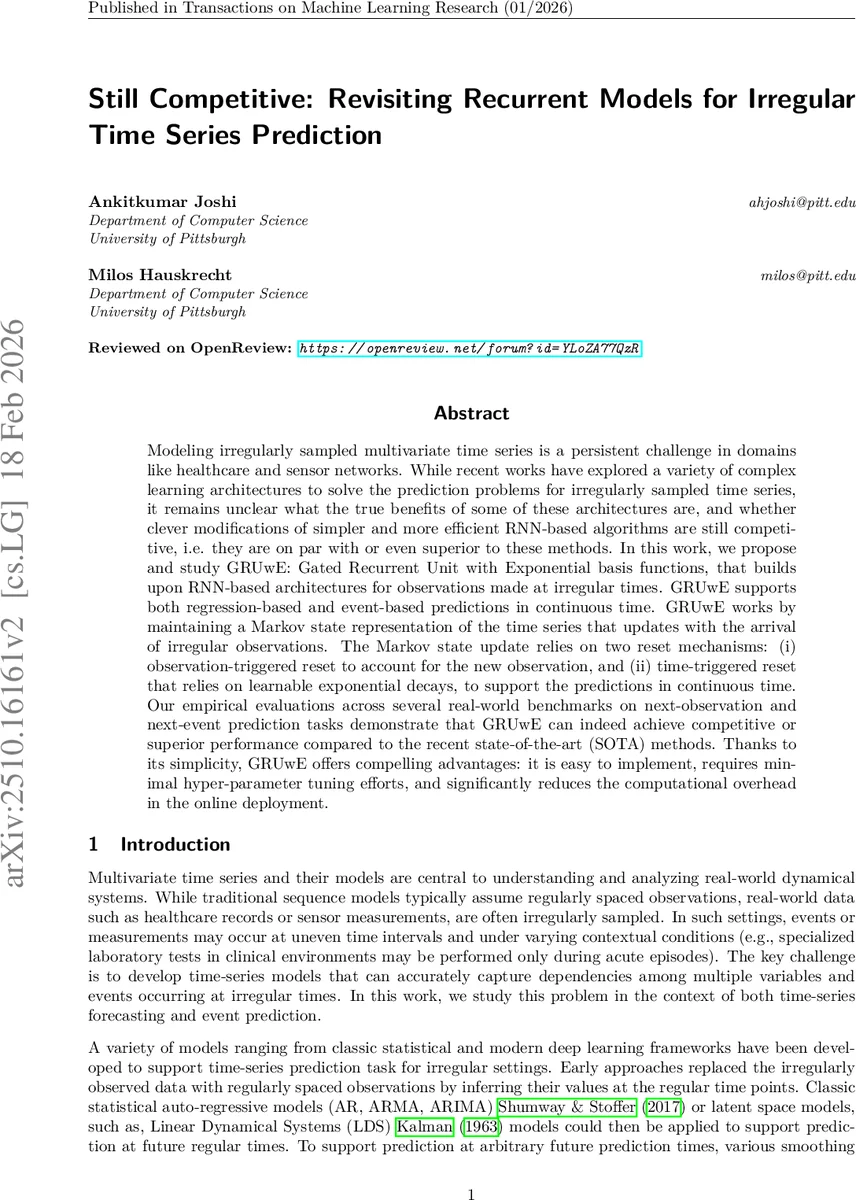 Still Competitive: Revisiting Recurrent Models for Irregular Time Series Prediction