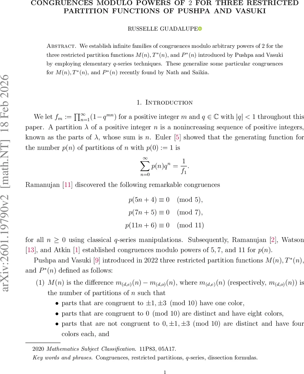Congruences modulo powers of $2$ for three restricted partition functions of Pushpa and Vasuki