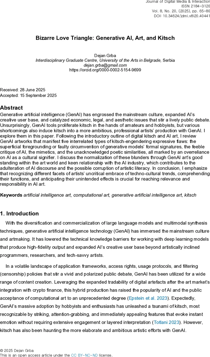 Bizarre Love Triangle: Generative AI, Art, and Kitsch