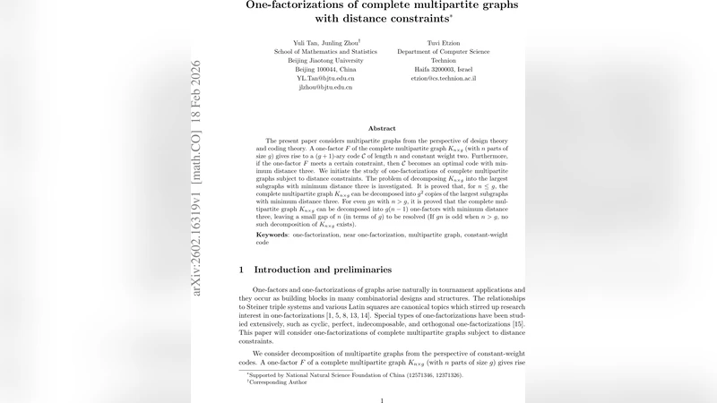 One-factorizations of complete multipartite graphs with distance constraints