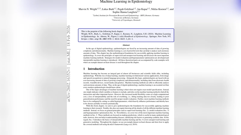 Machine Learning in Epidemiology