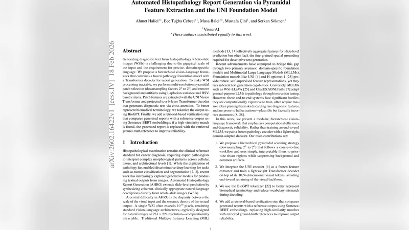 Automated Histopathology Report Generation via Pyramidal Feature Extraction and the UNI Foundation Model