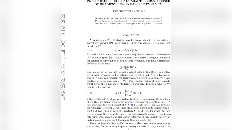PL conditions do not guarantee convergence of gradient descent-ascent dynamics