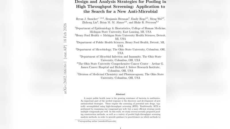 Design and Analysis Strategies for Pooling in High Throughput Screening: Application to the Search for a New Anti-Microbial