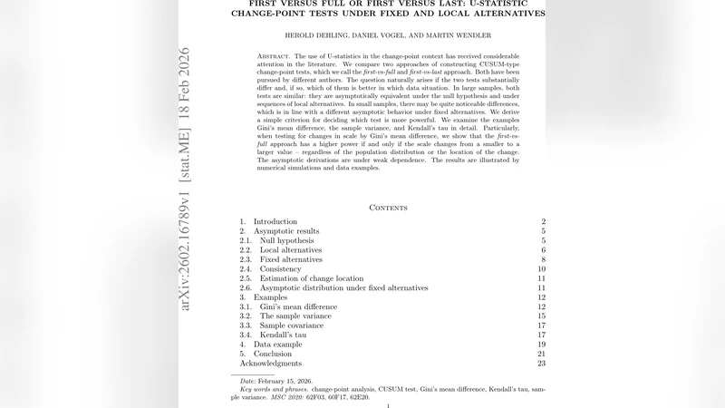 First versus full or first versus last: U-statistic change-point tests under fixed and local alternatives