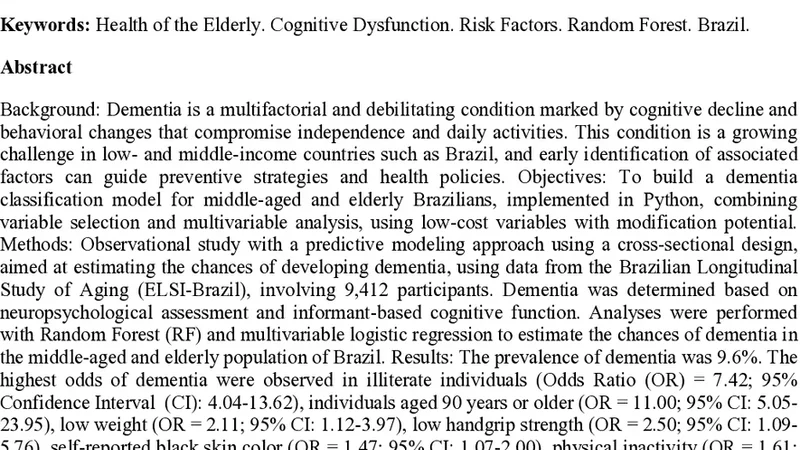 Construction of a classification model for dementia among Brazilian adults aged 50 and over