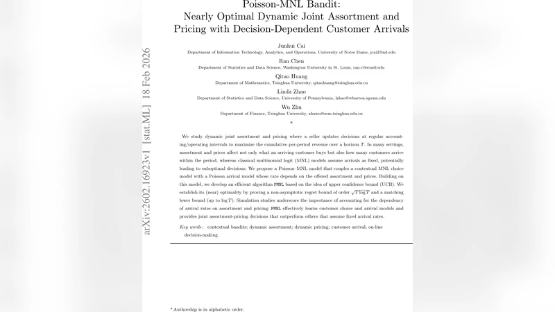 Poisson-MNL Bandit: Nearly Optimal Dynamic Joint Assortment and Pricing with Decision-Dependent Customer Arrivals