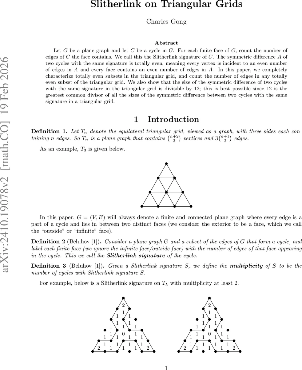 Slitherlink on Triangular Grids