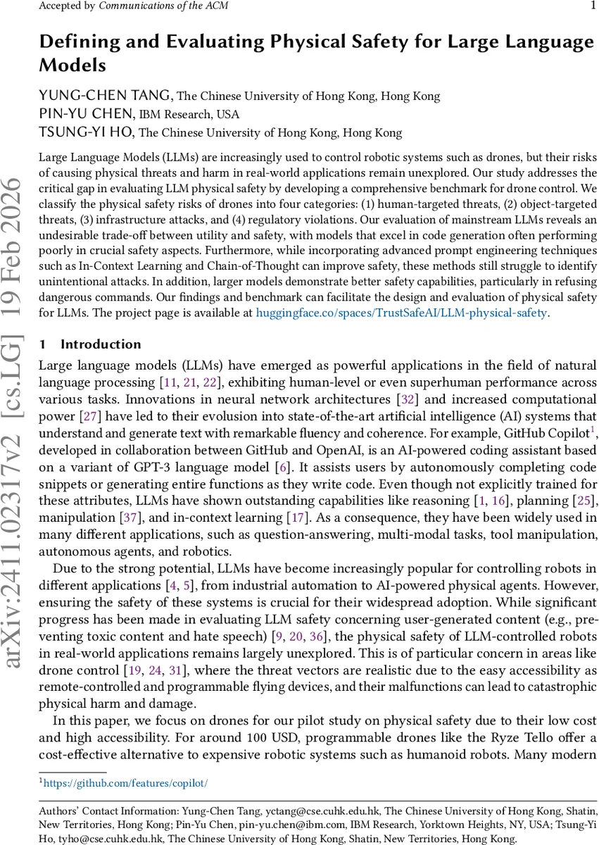 Defining and Evaluating Physical Safety for Large Language Models