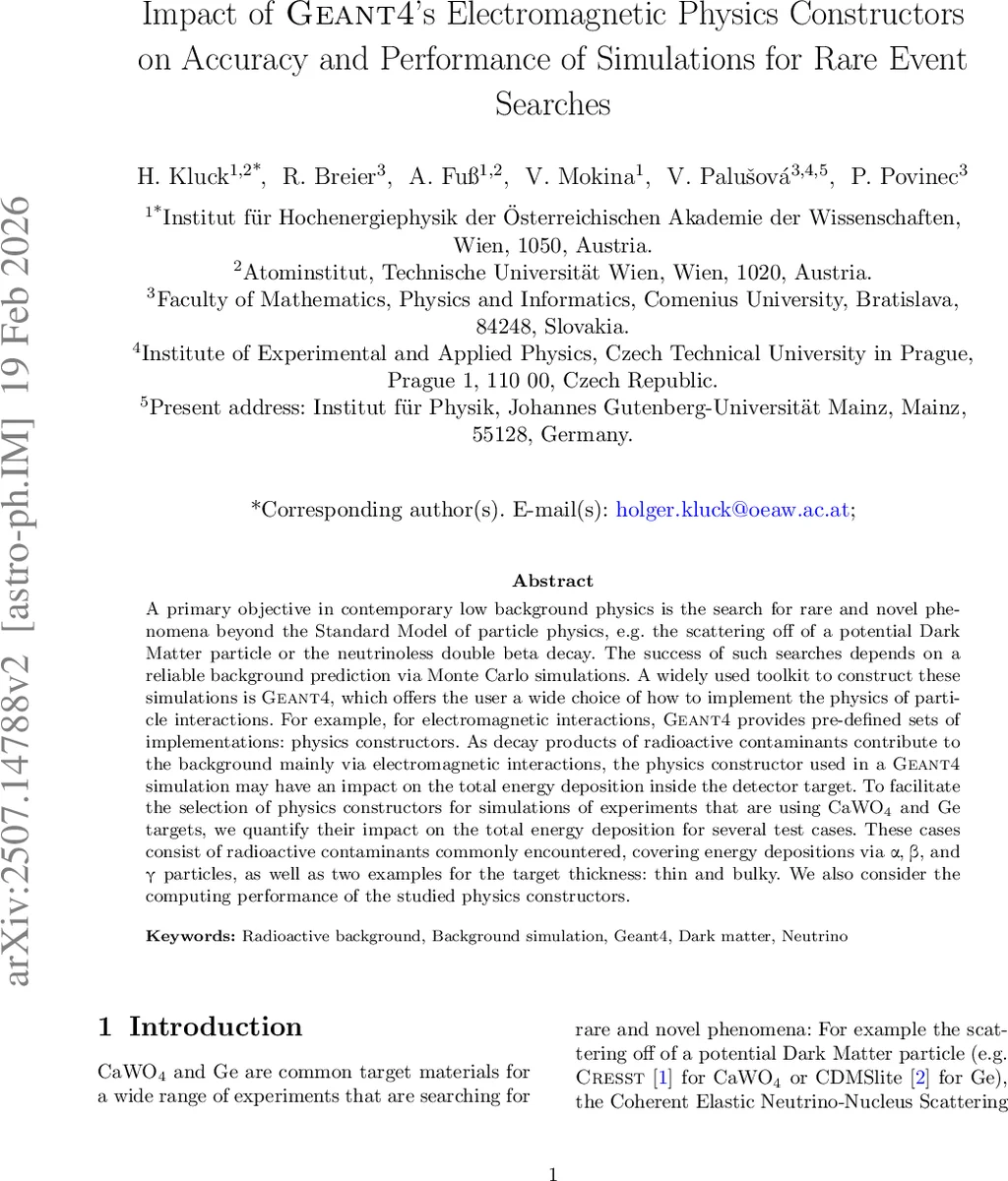 Impact of Geant4's Electromagnetic Physics Constructors on Accuracy and Performance of Simulations for Rare Event Searches