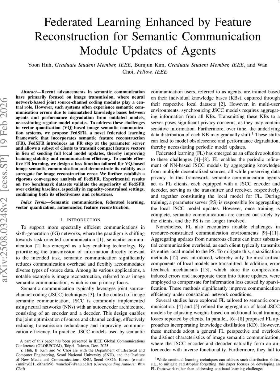 Federated Learning Enhanced by Feature Reconstruction for Semantic Communication Module Updates of Agents