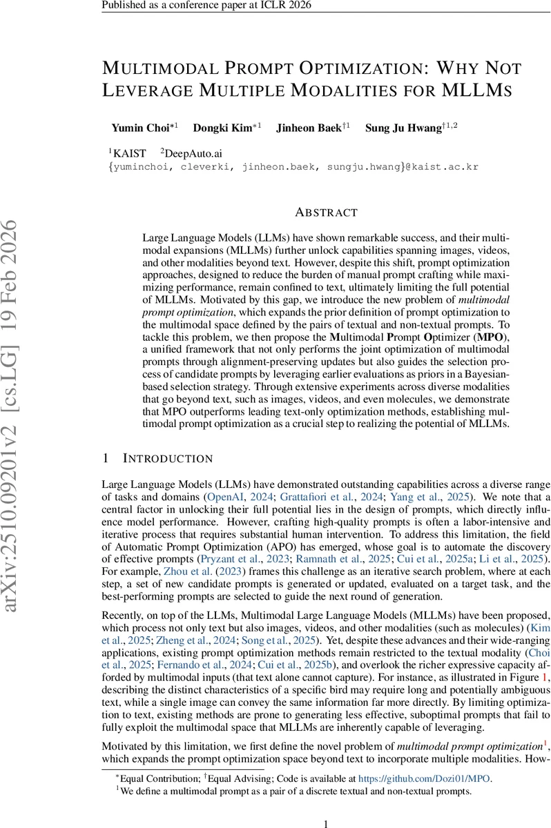 Multimodal Prompt Optimization: Why Not Leverage Multiple Modalities for MLLMs