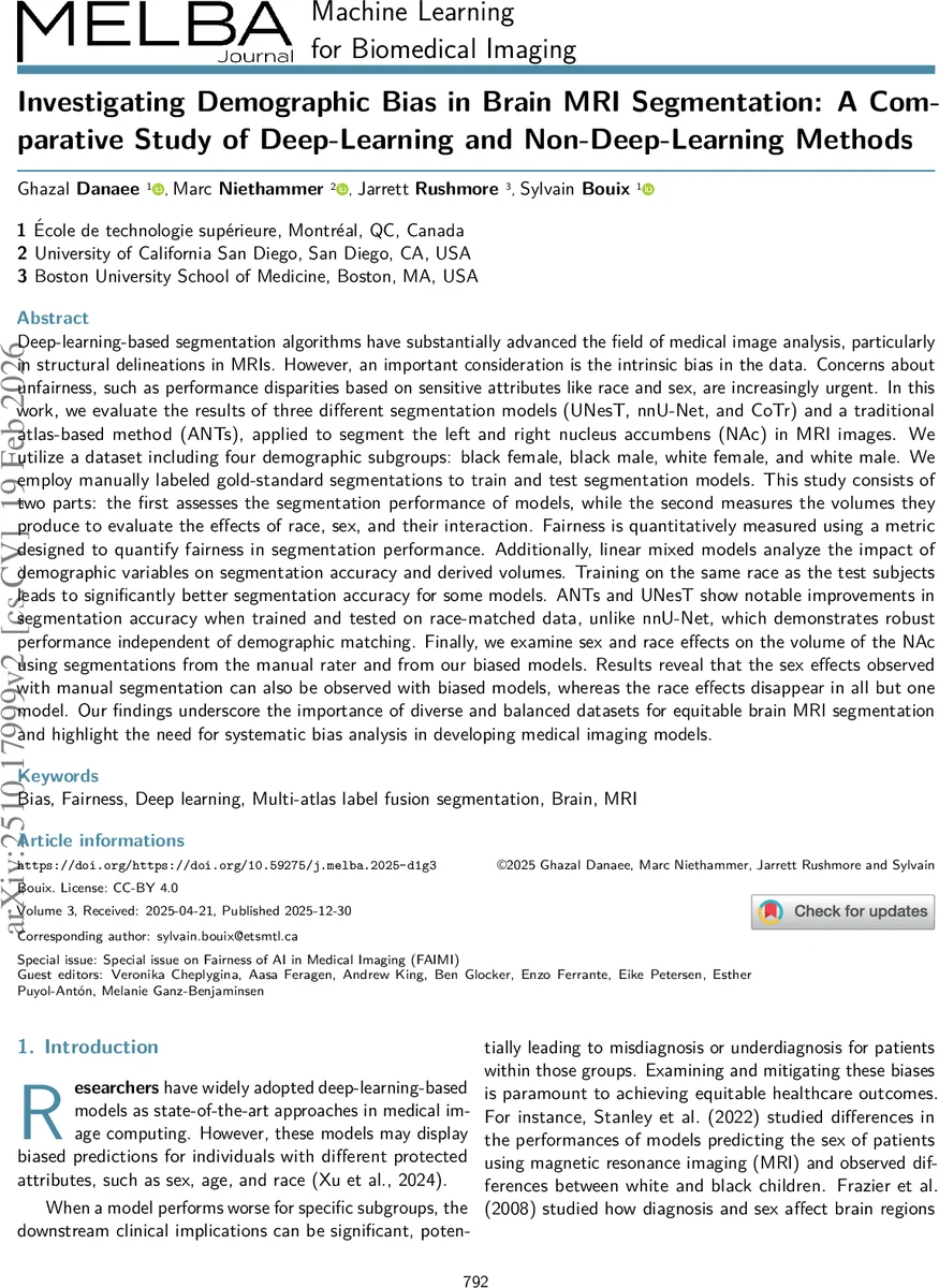 Investigating Demographic Bias in Brain MRI Segmentation: A Comparative Study of Deep-Learning and Non-Deep-Learning Methods