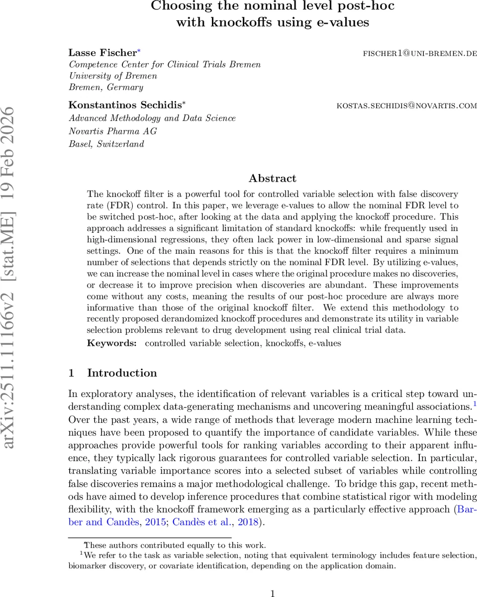 Choosing the nominal level post-hoc with knockoffs using e-values