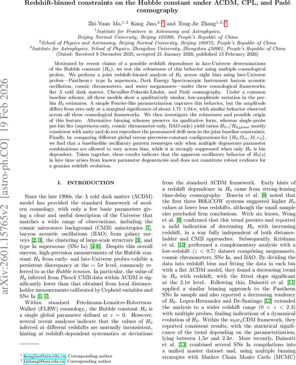 Redshift-binned constraints on the Hubble constant under $Λ$CDM, CPL, and Padé cosmography