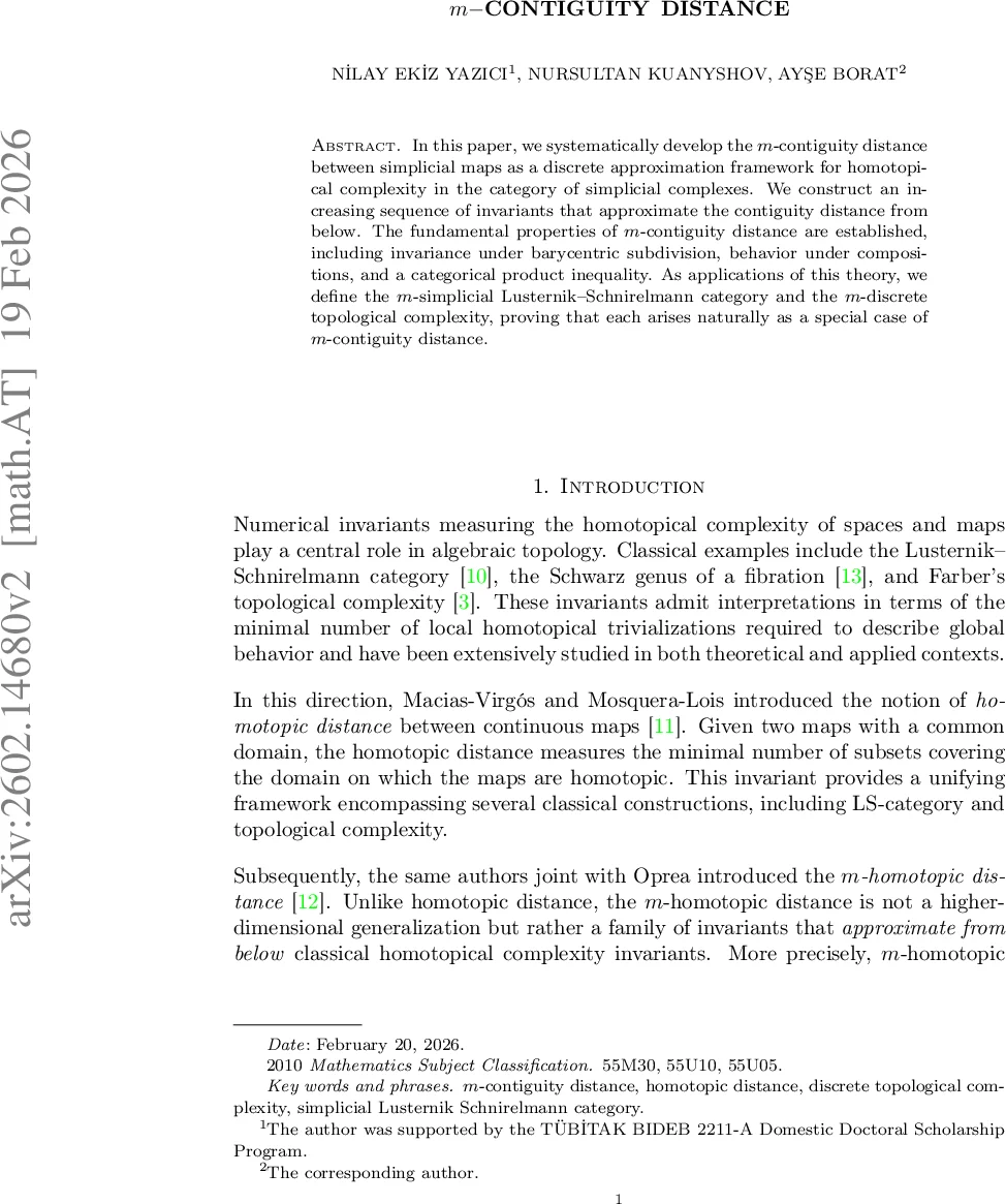 m-Contiguity Distance