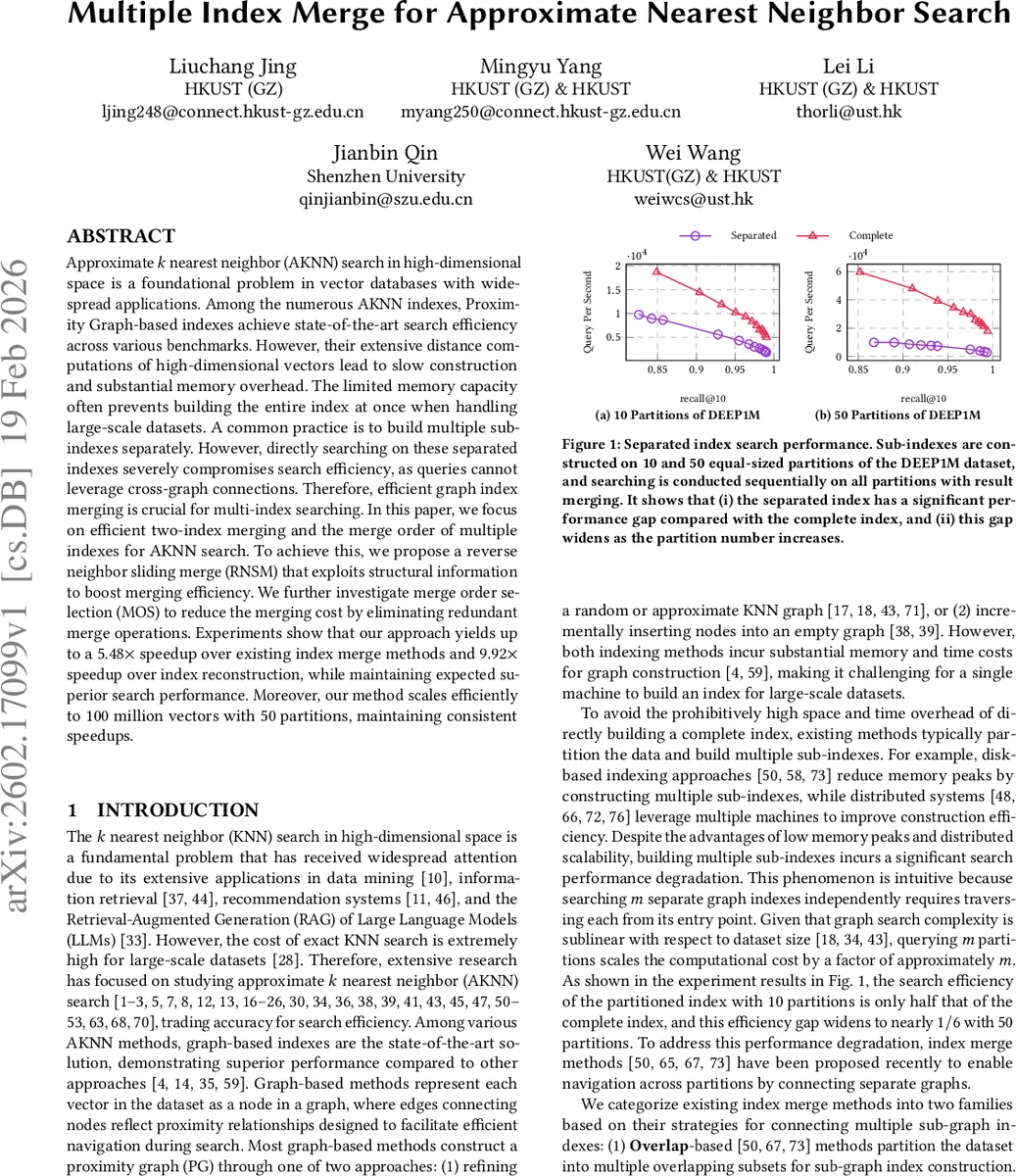 Multiple Index Merge for Approximate Nearest Neighbor Search