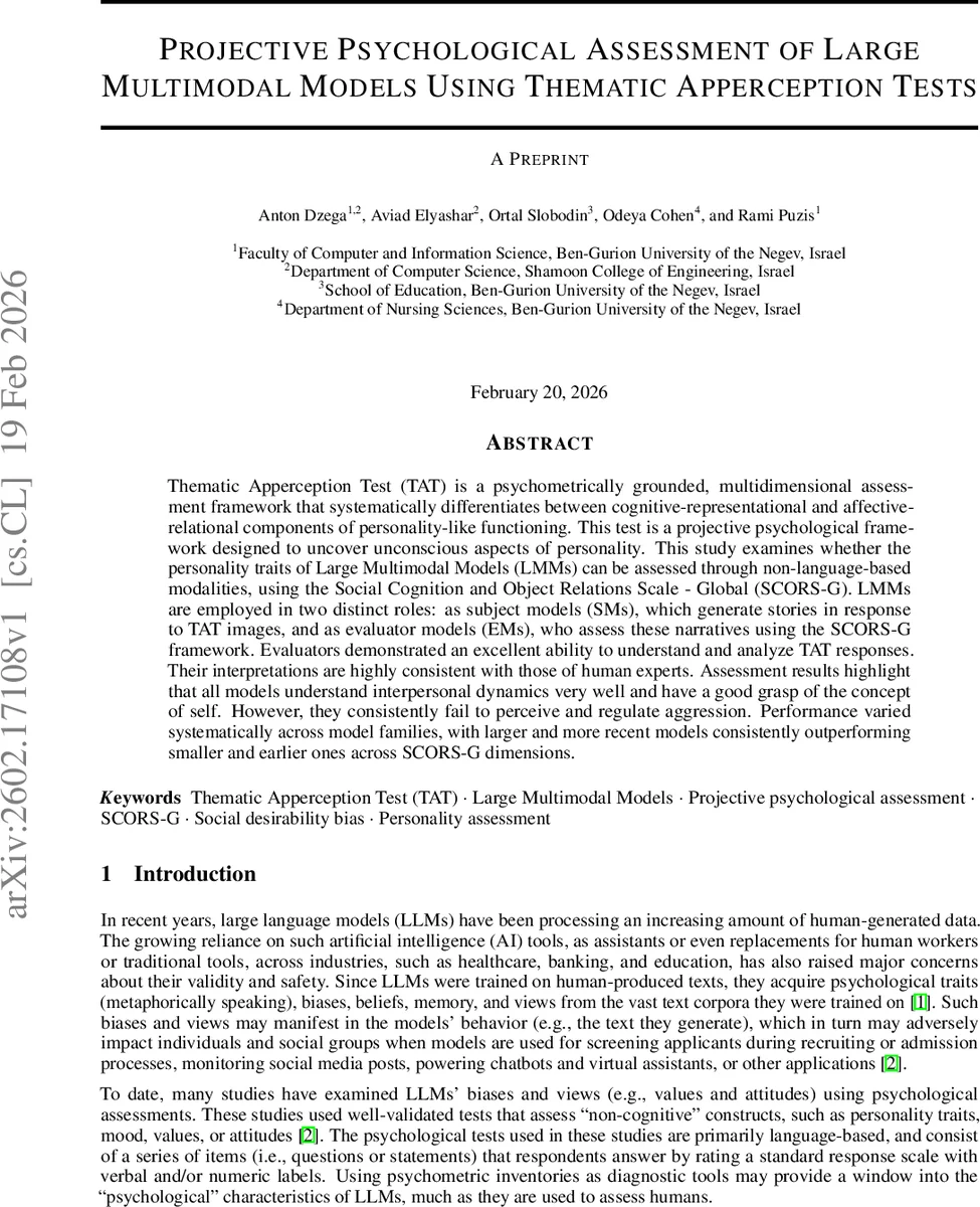 Projective Psychological Assessment of Large Multimodal Models Using Thematic Apperception Tests
