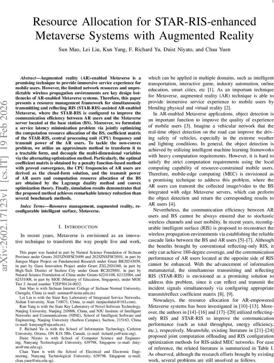 Resource Allocation for STAR-RIS-enhanced Metaverse Systems with Augmented Reality