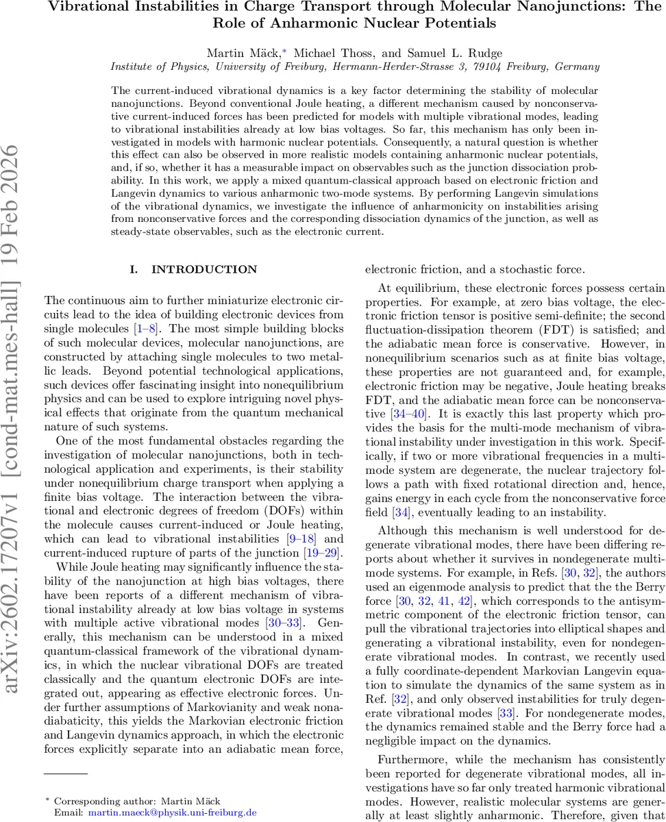Vibrational Instabilities in Charge Transport through Molecular Nanojunctions: The Role of Anharmonic Nuclear Potentials
