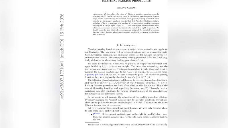 Bilateral parking procedures