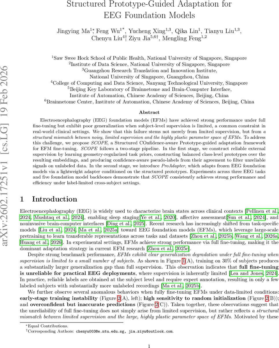 Structured Prototype-Guided Adaptation for EEG Foundation Models