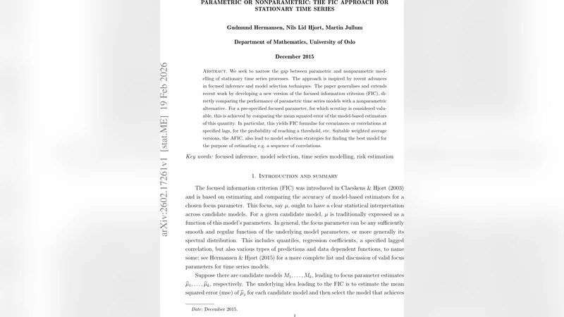 Parametric or nonparametric: the FIC approach for stationary time series