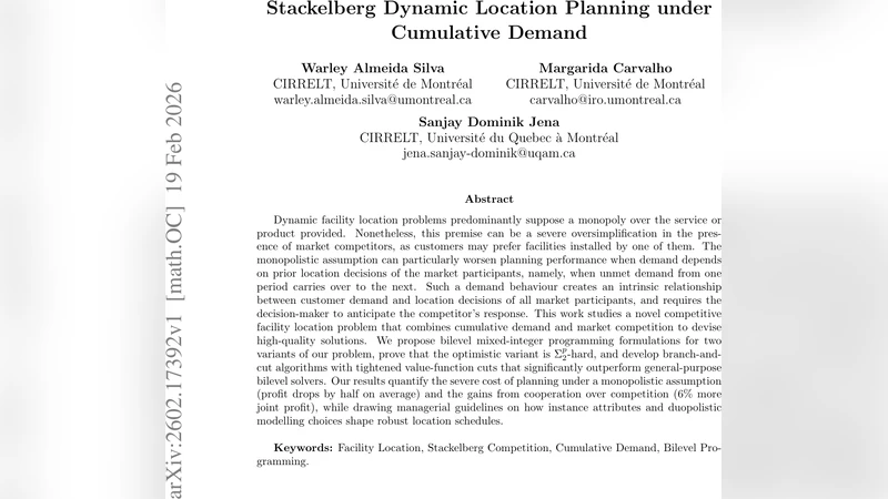 Stackelberg Dynamic Location Planning under Cumulative Demand