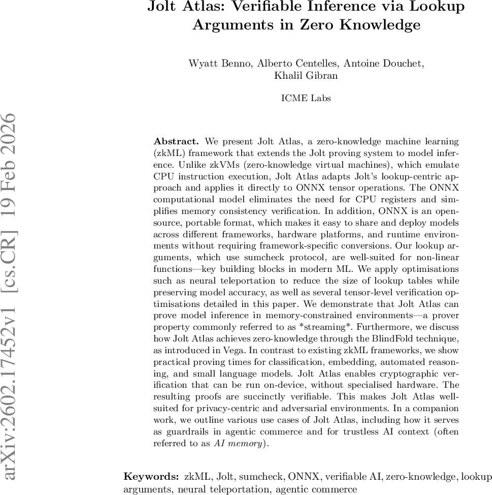 Jolt Atlas: Verifiable Inference via Lookup Arguments in Zero Knowledge