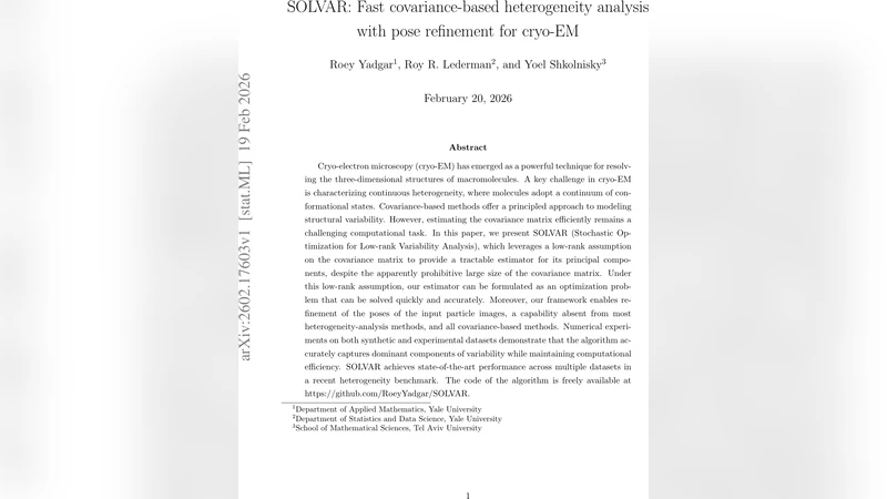 SOLVAR: Fast covariance-based heterogeneity analysis with pose refinement for cryo-EM