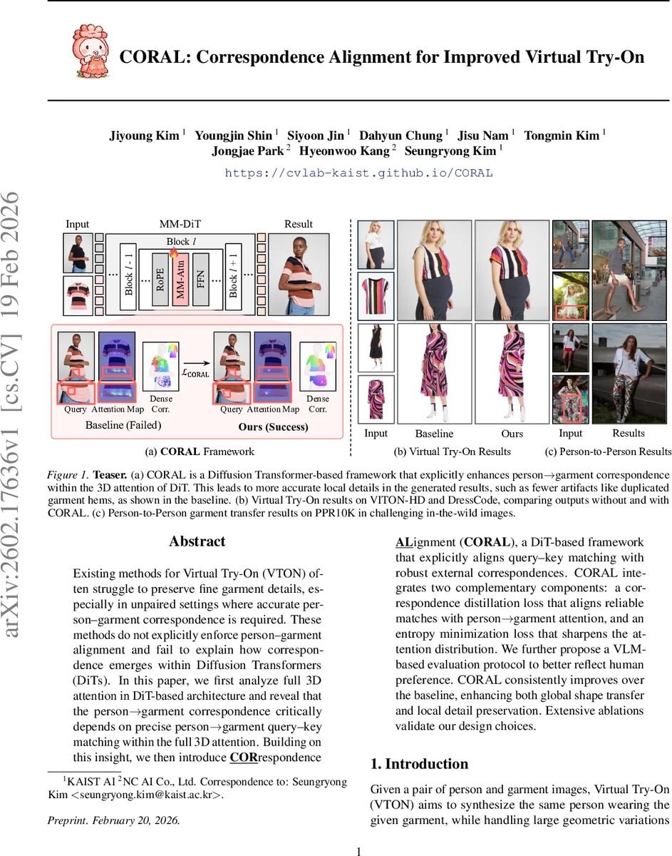 CORAL: Correspondence Alignment for Improved Virtual Try-On