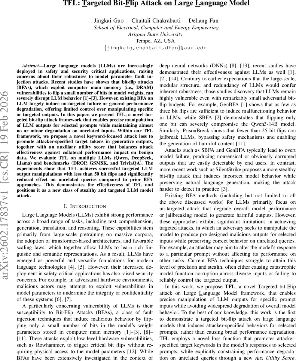 TFL: Targeted Bit-Flip Attack on Large Language Model