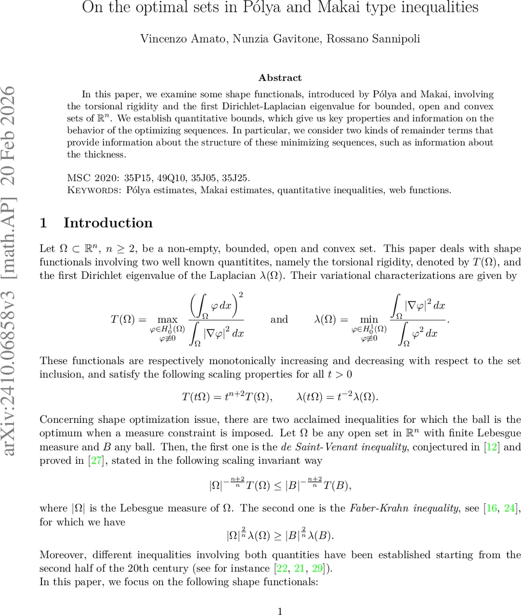 On the optimal sets in Pólya and Makai type inequalities