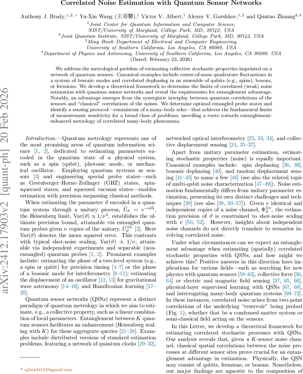 Correlated Noise Estimation with Quantum Sensor Networks
