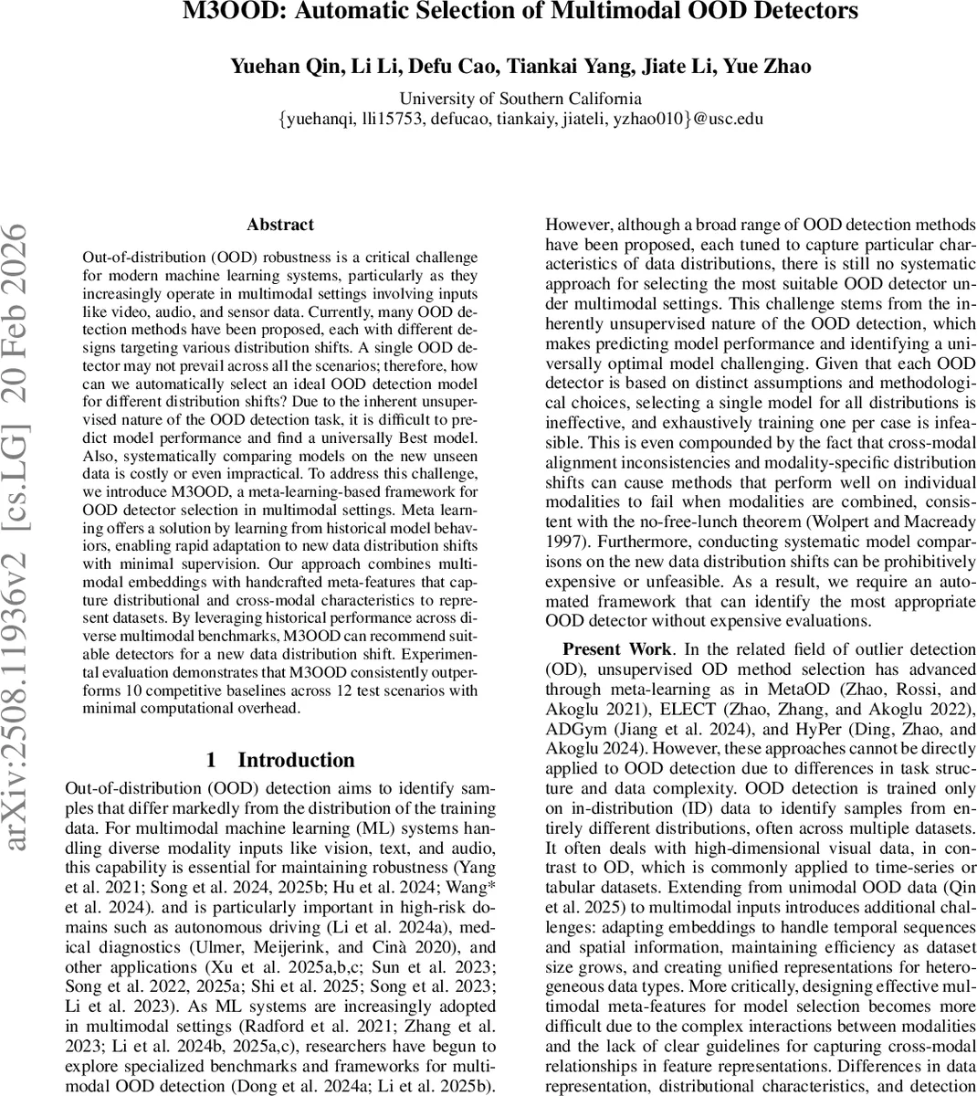M3OOD: Automatic Selection of Multimodal OOD Detectors
