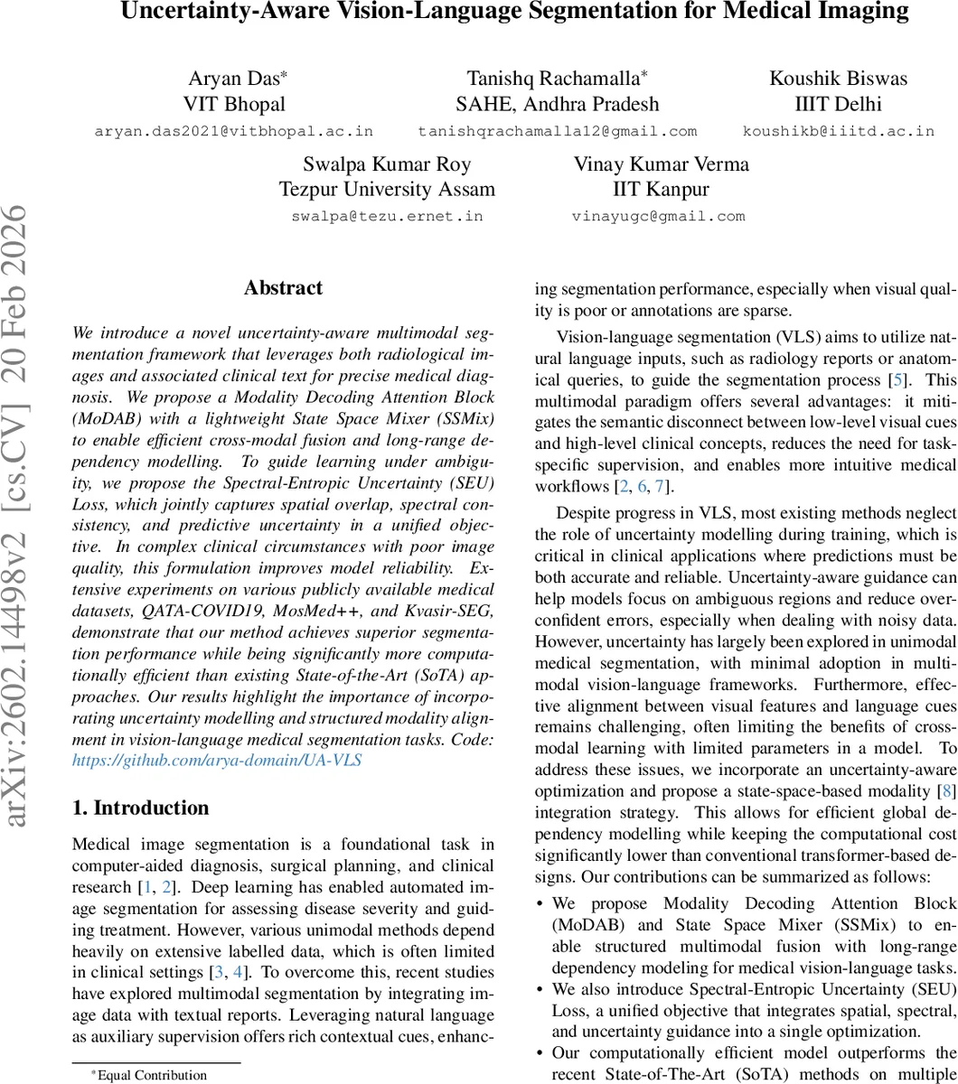 Uncertainty-Aware Vision-Language Segmentation for Medical Imaging