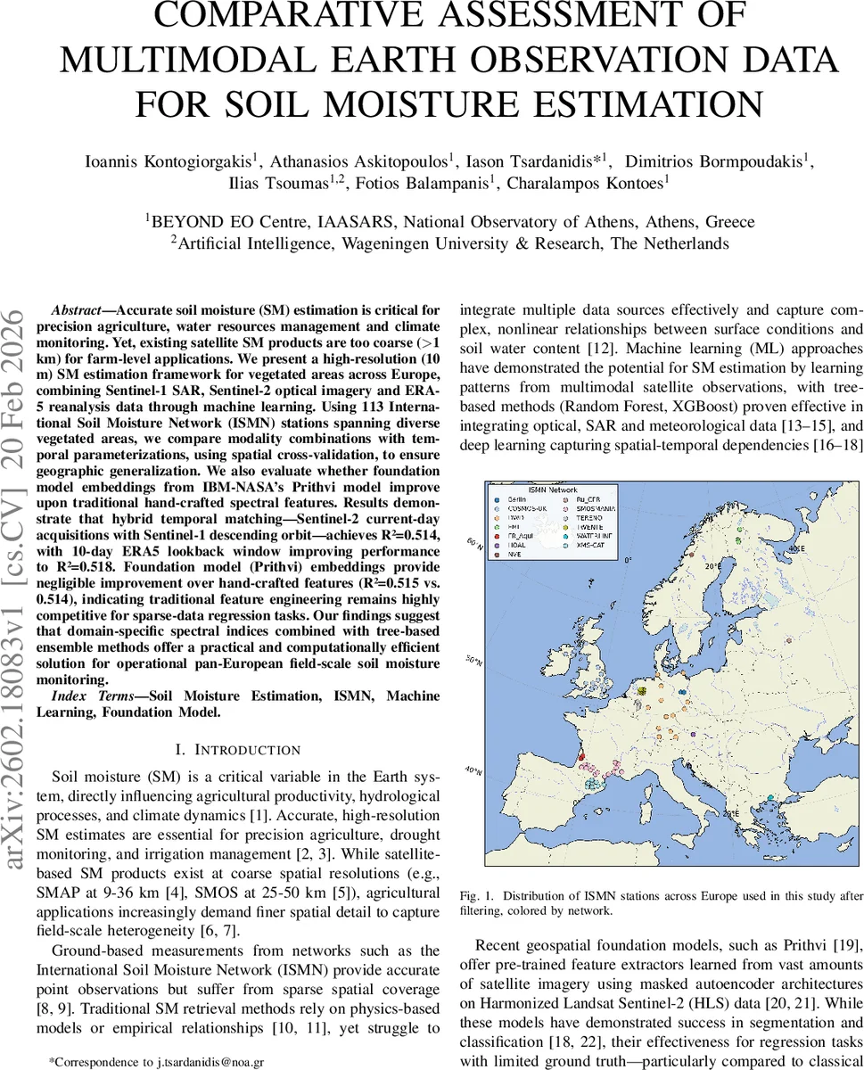 Comparative Assessment of Multimodal Earth Observation Data for Soil Moisture Estimation