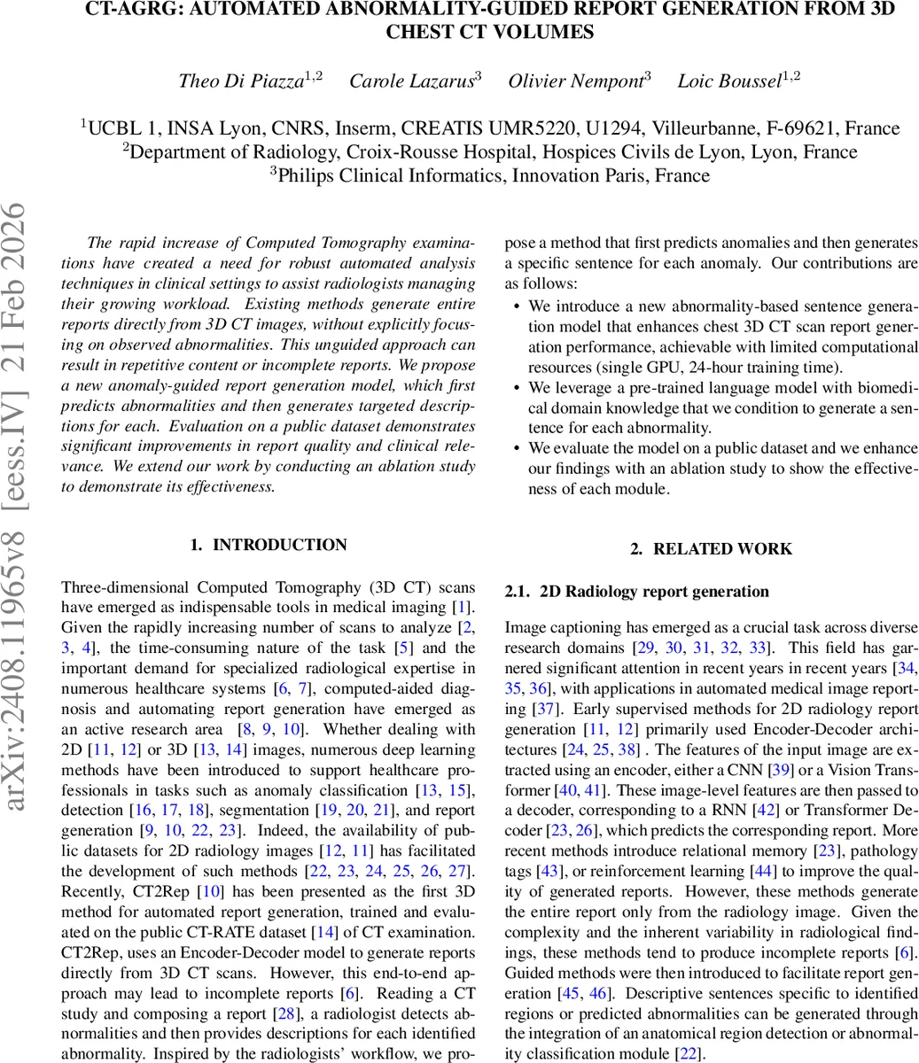 CT-AGRG: Automated Abnormality-Guided Report Generation from 3D Chest CT Volumes