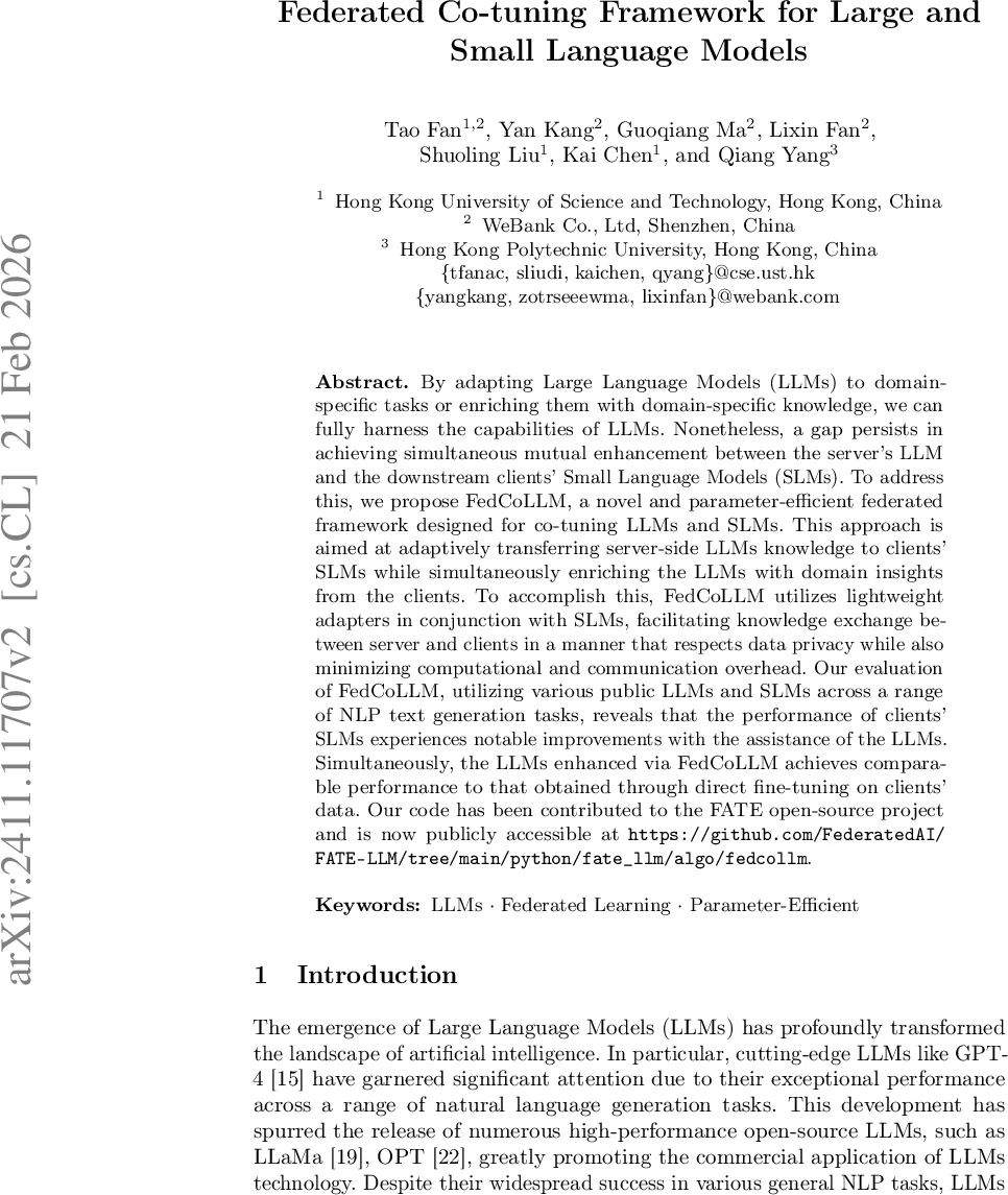 Federated Co-tuning Framework for Large and Small Language Models