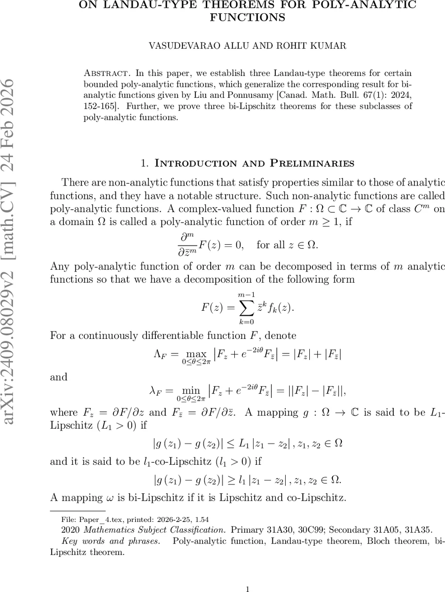 On Landau-Type Theorems for Poly-Analytic Functions