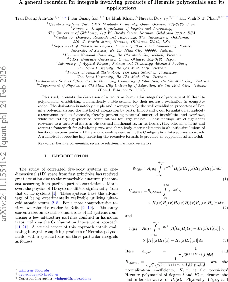 A general recursion for integrals involving products of Hermite polynomials and its applications