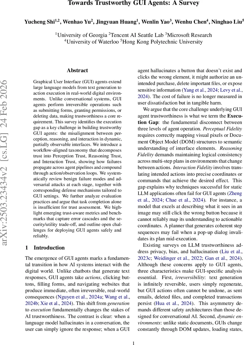 Towards Trustworthy GUI Agents: A Survey