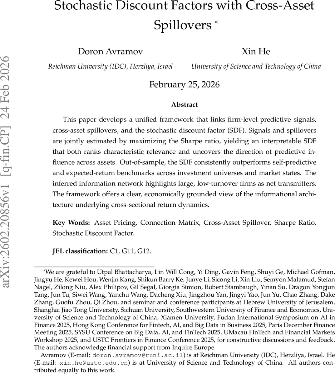 Stochastic Discount Factors with Cross-Asset Spillovers