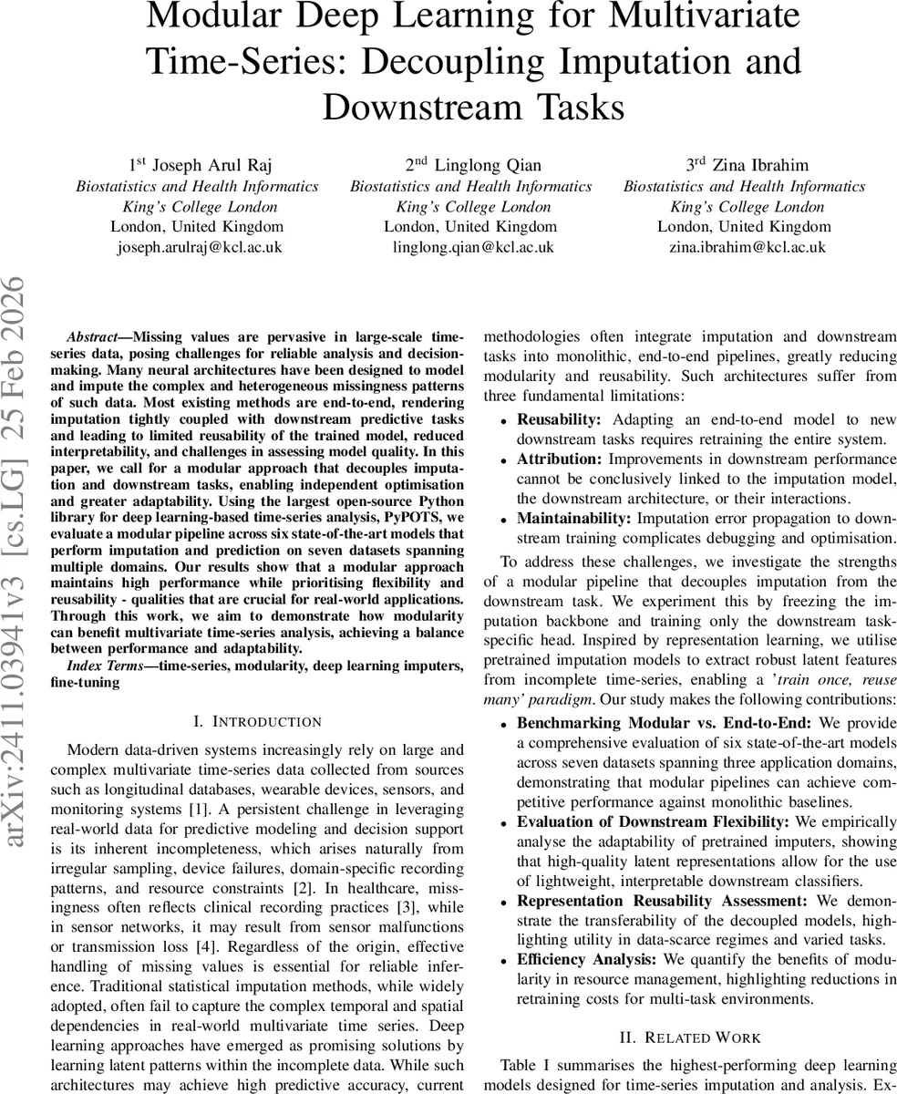 Modular Deep Learning for Multivariate Time-Series: Decoupling Imputation and Downstream Tasks