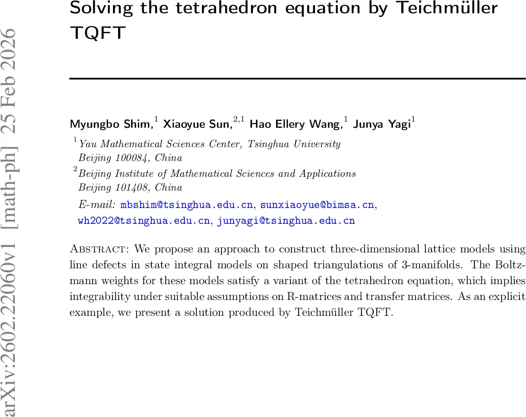 Solving the tetrahedron equation by Teichmüller TQFT