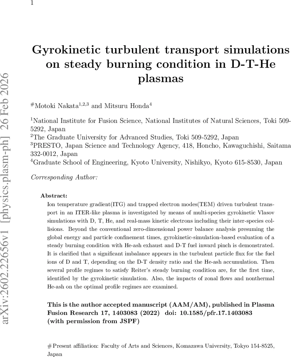 Gyrokinetic turbulent transport simulations on steady burning condition in D-T-He plasmas